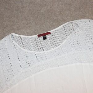 BKE Red Womens White Crochet Lace Rayon Gauze Short Sleeve Top Large BRDM1539